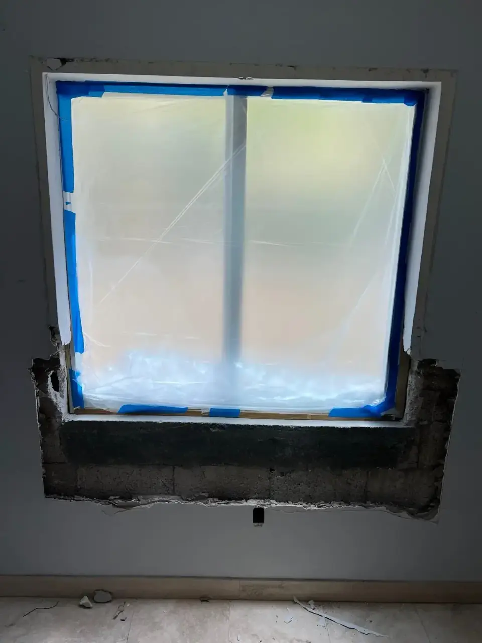 Before: Damaged bedroom window removal before new installation in Miami